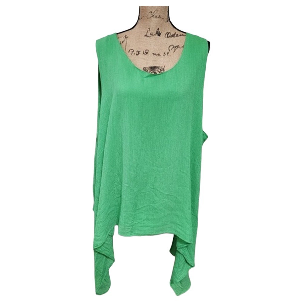 Melissa Paige Woman Green‎ Sharkbite Hem Sleeveless Tunic Top Plus Size 3X NWT